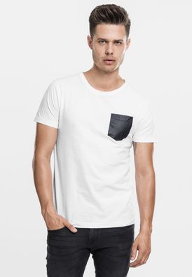 Urban Classics T-Shirt Leather Imitation Pocket Tee White/ Black