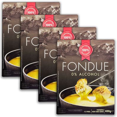 Food-United FERTIG-KÄSE-FONDUE ohne Alkohol 4x400g Strähl für Topf Pfanne Caquelon