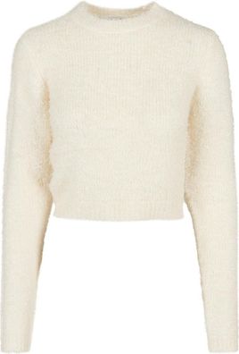 Urban Classics Damen Ladies Cropped Feather Sweater Whitesand