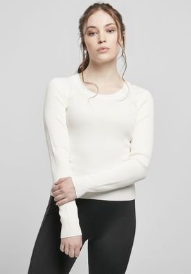 Urban Classics Damen Sweatshirt Ladies Wide Neckline Sweater Whitesand