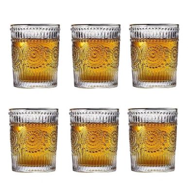 Trinkgläser Set 270ml 6 Gläser Glas Wasser Limonade Vintage Cognac Whiskey Retro ...