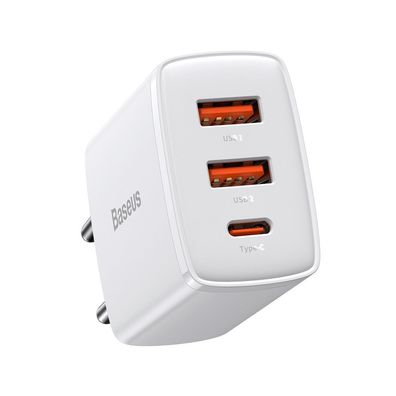 Baseus Compact Schnellladegerät 2x USB / USB Type C 30W 3A Power Delivery Quick ...