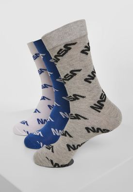 Mister Tee Socken NASA Allover Socks 3-Pack Blue/ Grey/ White
