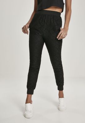Urban Classics Damen Hose Ladies Lace Jersey Jog Pants Black