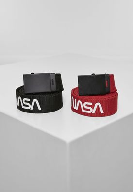 Mister Tee Gürtel NASA Belt 2-Pack extra long Black/ Red