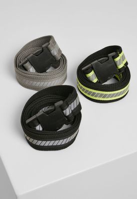 Urban Classics Gürtel Reflective Belt 3-Pack Black/ Neonyellow/ Silv-Black-Grey