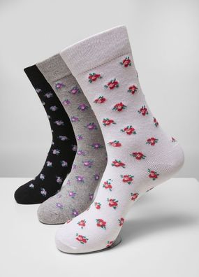 Urban Classics Socken Recycled Yarn Flower Socks 3-Pack Grey + Black + White
