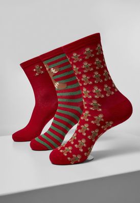 Urban Classics Socken Christmas Gingerbread Lurex Socks 3-Pack Multicolor