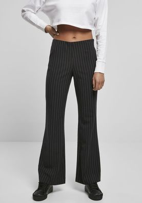Urban Classics Damen Hose Ladies Flared Pin Stripe Pants Black/ White