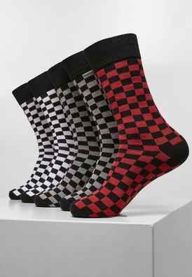 Urban Classics Socken Check Socks 5-Pack Black/ Heather Grey/ White