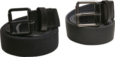 Urban Classics Gürtel Stretch Basic Belt 2-Pack Black/ Charcoal
