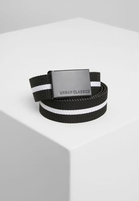 Urban Classics Gürtel Canvas Belts Black White Stripe/ Black