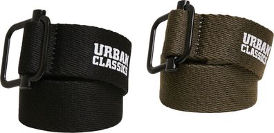 Urban Classics Gürtel Industrial Canvas Belt 2-Pack Black/ Olive
