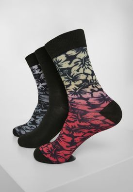 Urban Classics Socken Flower Socks 3-Pack Black/ Grey/ Red