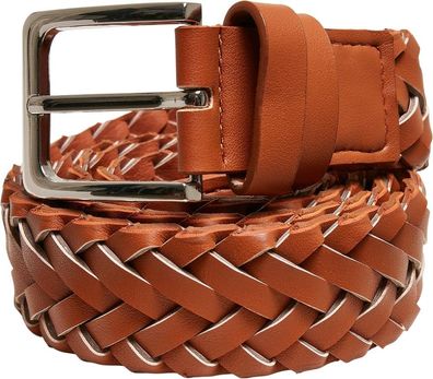 Urban Classics Braided Synthetic Leather Belt Lightbrown
