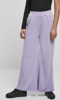 Urban Classics Damen Hose Ladies High Waist Straight Velvet Sweatpants Lavender