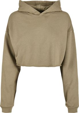 Urban Classics Damen Sweatshirt Ladies Oversized Cropped Hoody Khaki