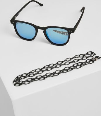 Urban Classics Sonnenbrille Sunglasses Arthur With Chain Black/ Blue