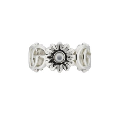 Gucci – YBC527394003 – GG Marmont Ring aus Sterlingsilber und Perlmutt mit Doppel-G u