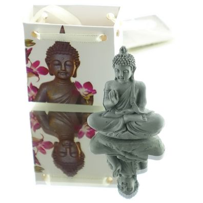Decoris® Buddha Grau in Geschenktüte 5 x 2,5 x 5,5 cm - Kunststoff