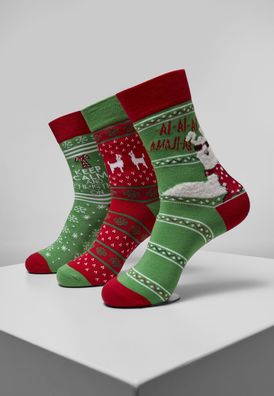 Urban Classics Socken Christmas Lama Socks 3-Pack Multicolor