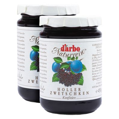 Food-United DARBO Konfitüre Naturrein Holunder-Zwetschgen-Konfitüre 2x 450g Glas