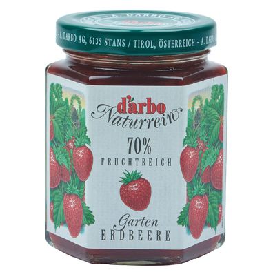 Food-United DARBO Fruchtaufstrich Naturrein Erdbeere Gartenerdbeere 200g Glas