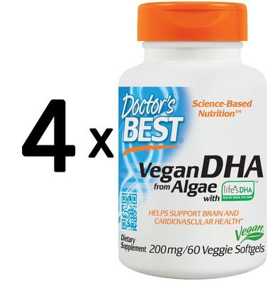 4 x Vegetarian DHA from Algae, 200mg - 60 veggie softgels