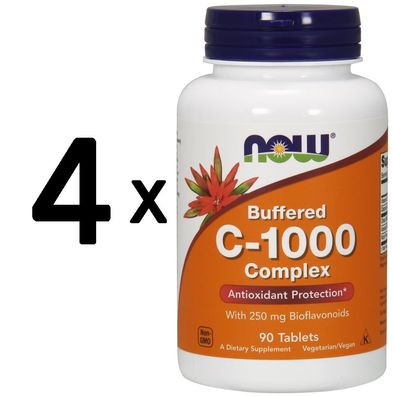 4 x Vitamin C-1000 Complex - Buffered with 250mg Bioflavonoids - 90 tabs