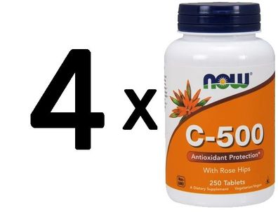 4 x Vitamin C-500 with Rose Hips - 250 tablets