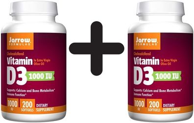 2 x Vitamin D3, 1000 IU - 200 softgels