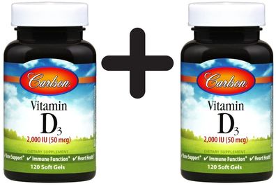 2 x Vitamin D3, 2000 IU - 120 softgels