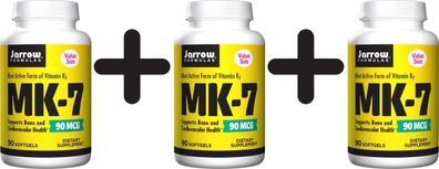 3 x Vitamin K2 MK-7, 90mcg - 90 softgels
