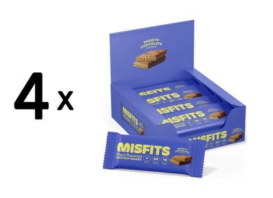 4 x Misfits Vegan Protein Wafers (12x37g) Smooth Chocolate
