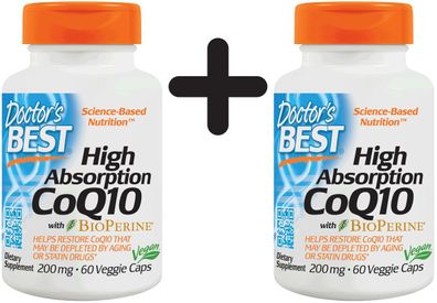 2 x High Absorption CoQ10 with BioPerine, 200mg - 60 vcaps