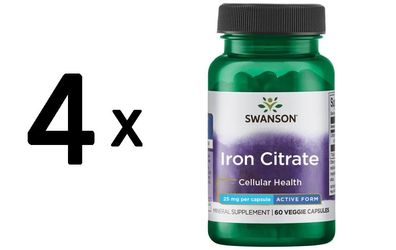 4 x Iron Citrate, 25mg - 60 vcaps