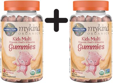 2 x Mykind Organics Kids Multi Gummies, Fruit Flavor - 120 vegan gummy bears