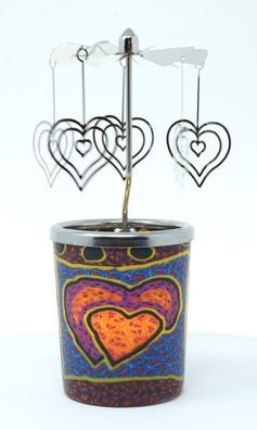 Kerzenfarm Votivglas Windlicht Leuchtglas Hearts Herz mit Karussell