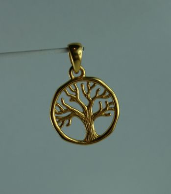 kleiner Baum des Lebens Anhänger 925 Sterling Silber vergoldet