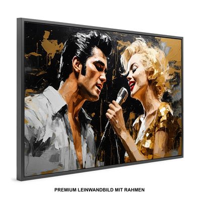 Wandbild Elvis Presley and Marilyn Monroe , Leinwand-Bild mit Rahmen XXL Home Deko