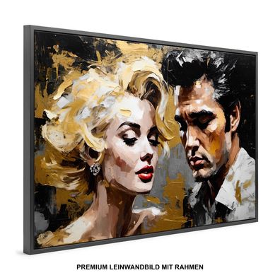 Leinwand-Bild mit Rahmen XXL , Wandbild Elvis Presley and Marilyn Monroe , Home Deko