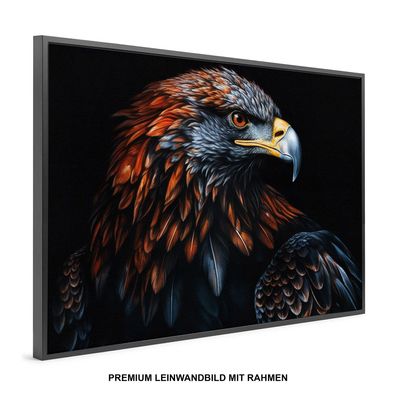 Adler Vogel Tier , Wandbild Modern , Premium Leinwand-Bild mit Rahmen XXL , Home Deko