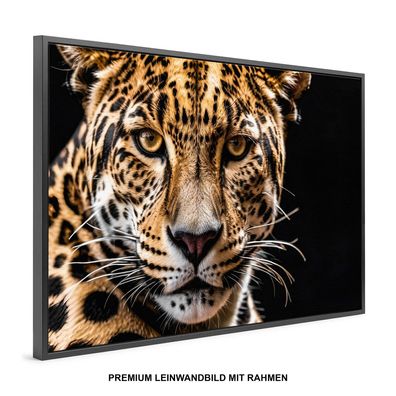 Leopard Jaguar Tier , Modern Wandbild , Premium Leinwand-Bild mit Rahmen , Home Deko