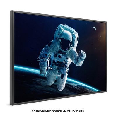 Astronaut im Anzug , Modern Wandbild, Premium Leinwand-Bild mit Rahmen , DEKO