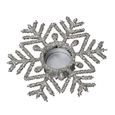Teelichthalter Schneeflocke silber Kerzenhalter mit Perlen Weihnachten Winter