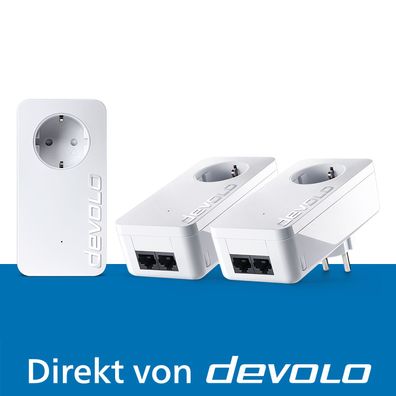 devolo dLAN 550 duo+ Multiroom Kit Powerline Internet Verstärker 3x Adapter