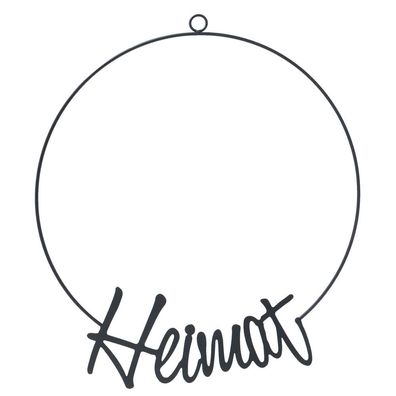 Dekohänger HEIMAT schwarz aus Eisen Hängeschild Kreis mit Schrift (Motiv 3)