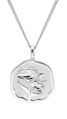 trendor Schmuck Halskette mit Monatsblume Januar 925 Silber Rhodiniert 68000-01