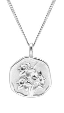 trendor Schmuck Halskette mit Monatsblume März 925 Silber Rhodiniert 68000-03