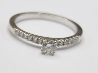 Weißgold Solitär Ring Memory Eternity Ring Diamant 0.35 Carat Brillant 750 Gold